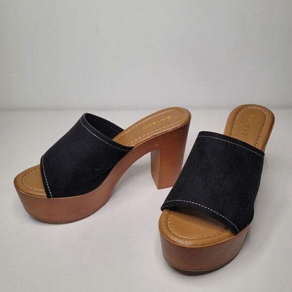 Bamboo black platform sandal - Picture 5 of 9